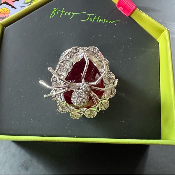 Betsey Johnson Red and Silver Spider Brooch. Limited Edition 2025. One size - Picture 1 of 5